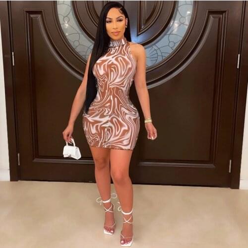 Summer Clothing print Mesh Sheer Sexy Dress Birthday Party Lounge Wear Night Club Outfits Streetwear Y2k Clothes Wholesale items