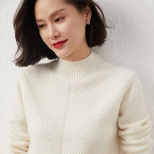 2021Hot Sale Autumn Winter 100% Pure Cashmere Sweater Turtleneck Womens High Quality Soft Female Loose Thickened Knitted Jumper