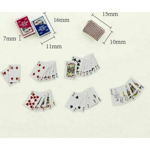 Cute 1:12 Miniature Games Poker Mini Playing Cards Miniature For Dolls Accessory Home Decoration 7x11