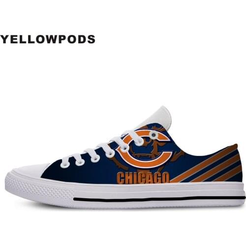 Men Casual Shoes Bears Fashion Breathable Leisual Shoes Chicago Football Fans Flat Cavans Lightweight Off White Shoes Man