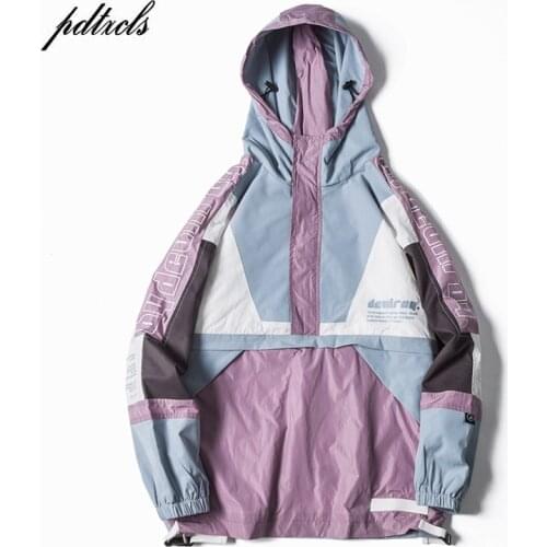 Western Style Fashion Brand Color Black Patchwork Print Men Hooded Jackets Hip Hop Autumn Casual Male Pullover Wincheater Coats