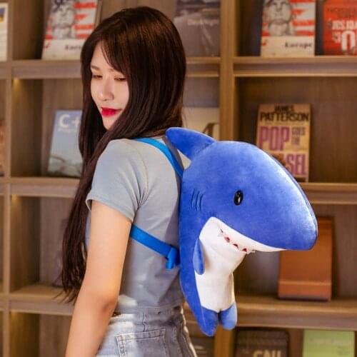 40CM Cartoon Shark Soft Padded Backpack Childrens Backpack Cute Animal Plush Toys Bag Kid Gifts