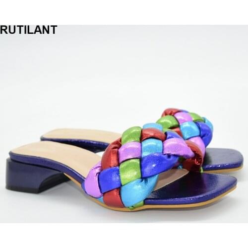 Latest Design African Women Shoes Luxery Shoes Women Comfortable Women Shoes for Parties Low Heels Italian Women Wedding Pumps