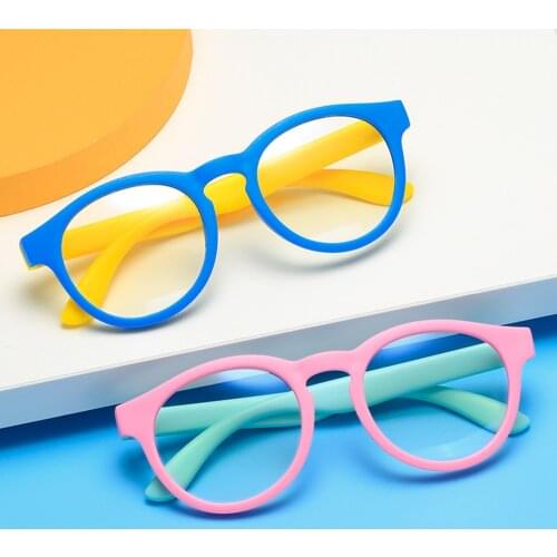 Round Blue Light Kids Glasses Silicone Flexible Children Optical Frame Boys Girls Computer Transparent Blocking Eyeglasses UV400