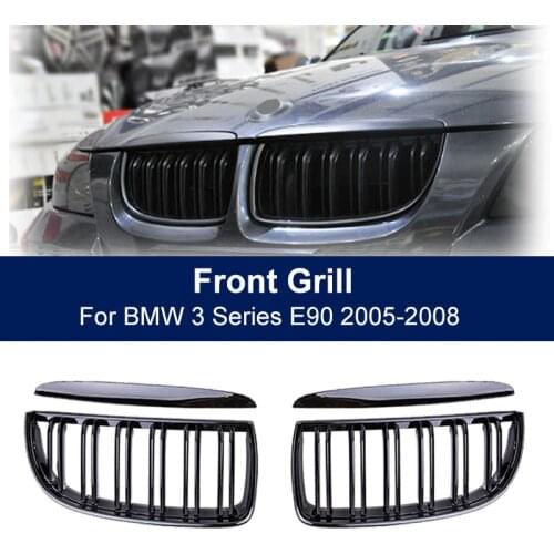 Car Front Grille Double Slat Grille For BMW 3 Series E90 E91 320i 323i 328i 335i 2005 2006 2007 2008 Kidney Grill Hood Eyelids