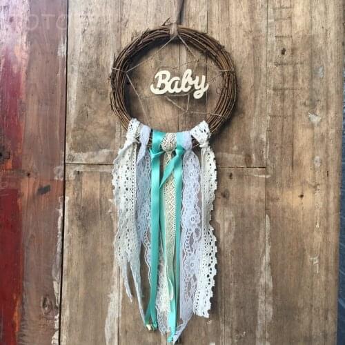 1 pcs Handmade Rattan Dream Catcher Net with Lace Ribbon Wind Chimes Wall Hanging Dreamcatcher Craft Gift Wedding Baby Shower