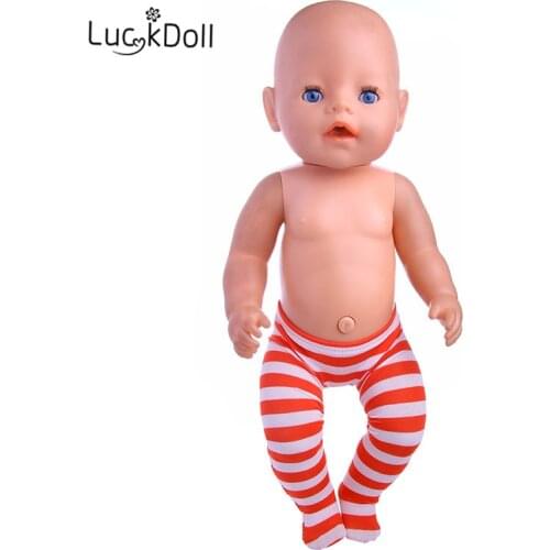 LUCKDOLL Striped Leggings Fit 18 Inch American 43cm Baby Doll Clothes Accessories,Girls Toys,Generation,Birthday Gift