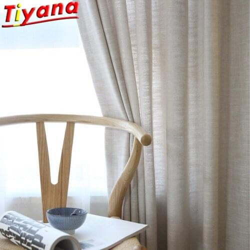 Semi Blackout Cotton Linen Curtains for Living Room Curtains Beige Tulle Curtains for Bedroom High Quality Soild Tulle W-M059#30