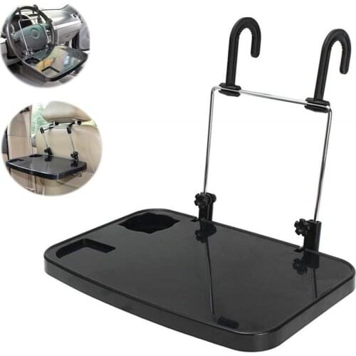 Portable Foldable Car Seat Back Tray for Food Dining Drink and Laptop Desk Portable Hanging Car Steering Wheel Table Black