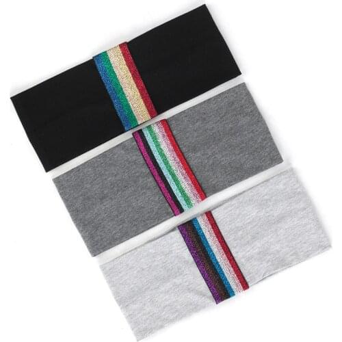 Rainbow Colorful Applique Headband For Women Cotton Flat Stretchy Hairband Female Turban Wraps Girls Hair Accessories Headwear