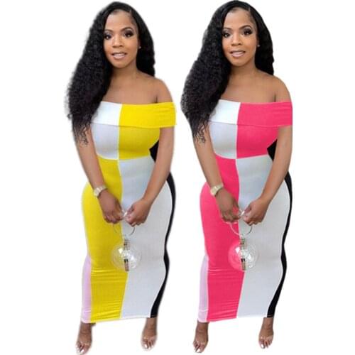 QY5060 One shoulder women sexy dress tight casual skirt long dress for summer