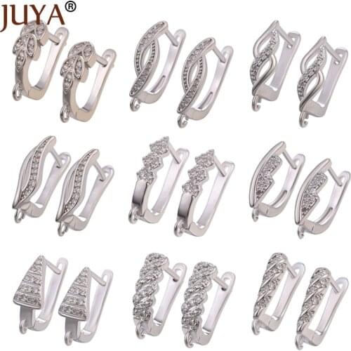 Juya Handmade Earrings Jewelry Material Classic Zircon Earring Hooks Accessories For Women DIY Dangle Earrings Jewelry Findings