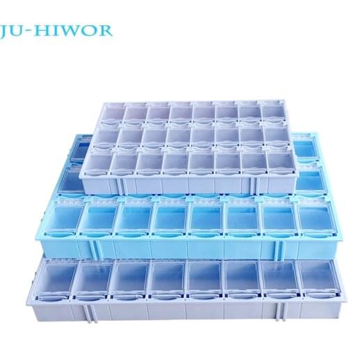 SMD SMT IC Electronic Plastic Component Mini Storage Box Diy Practical Container Resistor Capacitor IC Loader Grey Blue