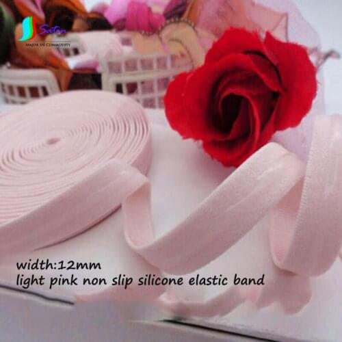 Light Pink Width12mm High Quality Non Slip Silicone Elastic Band Mercerized Swan Suede Intimate Wedding Dress Elastic Band