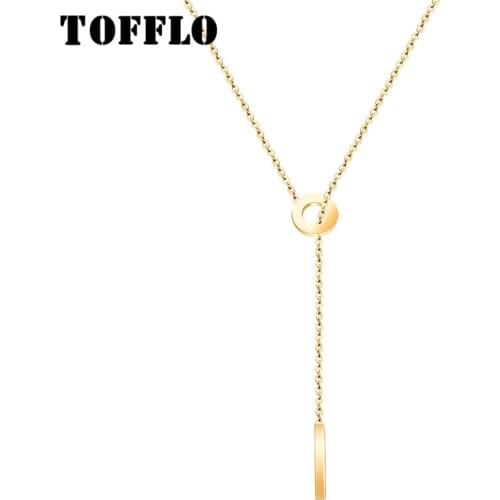 TOFFLO Fashion Titanium Steel LOVE Long Pendant Sweater Chain Clavicle Necklace For Women Stainless Steel Jewelry BSP060