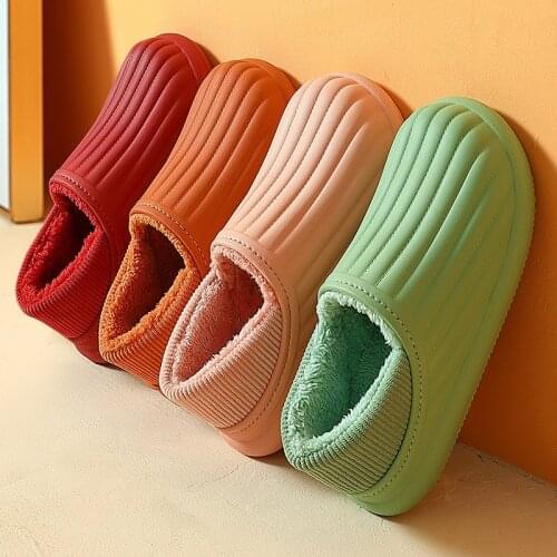 Waterproof Cotton Slippers Female Autumn and Winter Bag with Household Non-slip Home Indoor Warmth Plush Couple Cotton Shoes GYB