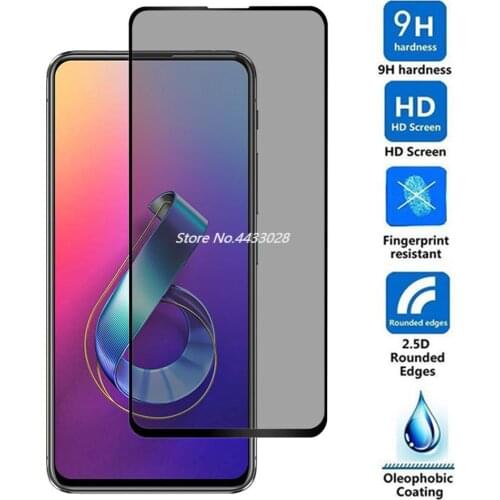 9H 5D ASUS Zenfone 6 ZS630KL Privacy Black Tempered Glass For ASUS Zenfone 6 ZS630KL Anti Spy Screen Protector Protective Film