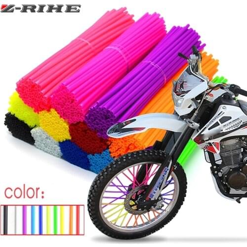 72Pcs Motorcycle Wheel Spoked Protector Wraps Rims Skin Trim Covers Pipe For Motocross Bicycle Bike Cool Accessories 11 Colors