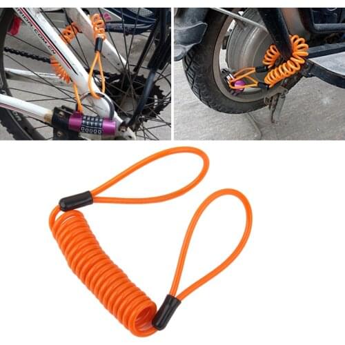 Safety Lanyard Spring Coil Wire Rope Disc Brake Lock Reminder Cable -Orange