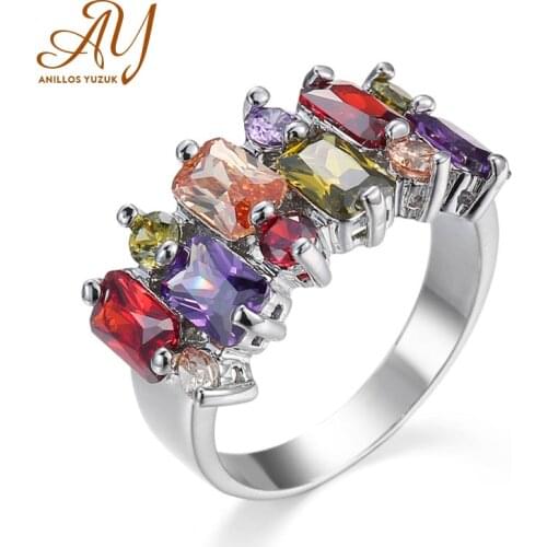 Anillos Yuzuk New Style Colour Stone CZ Fashion Luxury Finger Rings Party Anniversary Romantic Jewelry For Women Fashion Rings