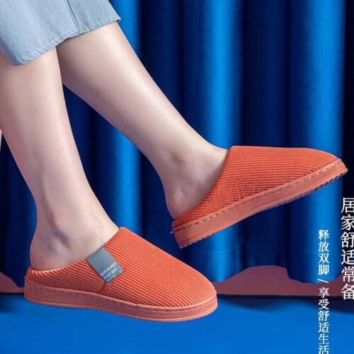 Womens Flip Flops Indoor Winter Fur Slides Home Winter Warm Plush Couple Cotton Shoes Wooden Floor Non-slip Woman Slippers