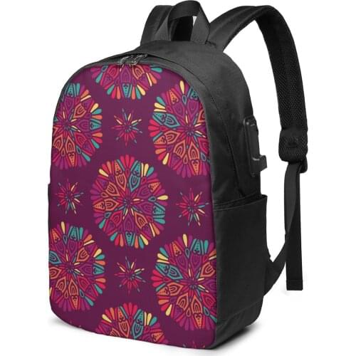 Indian Floral Paisley Women Men Backpack USB Charge School Bag For Girl Boy Travel Laptop Bookbag Daypack