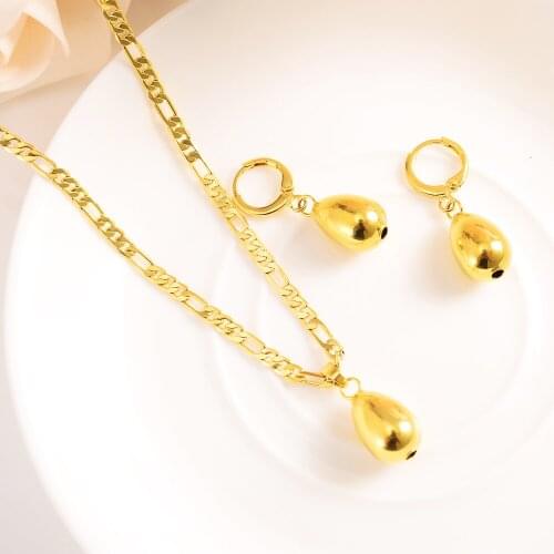 Gold dubai beads African jewelry Set Necklace pendant Earrings wedding bridl jewelry for women sweater chain gifts