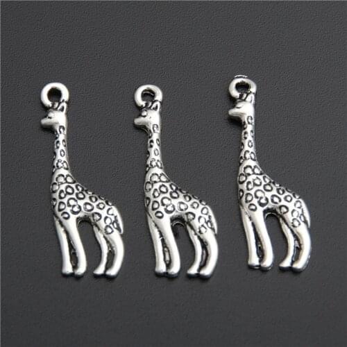 10pcs Silver Color Charms Giraffe Pendant Fit Bracelets Necklace DIY Metal Jewelry Making A2761