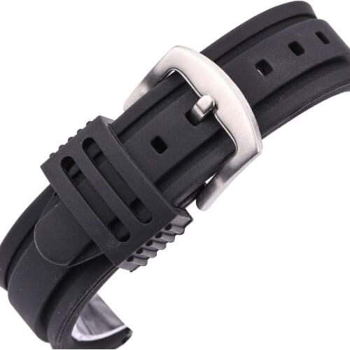22mm 24mm Rubber Watchband Bracelet Sport Soft Diving Clock Silicone Watch Band Strap Stainless Steel Metal Pin Buckle