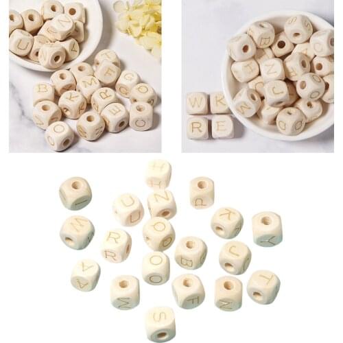 26Pcs Wood Letter Beads 12mm Jewelry Making Loose Bead A-Z DIY Project Bead