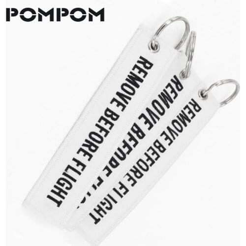 3 PCS/LOT Remove Before Flight Key Chain Aviation Gift Chaveiro llaveros Important Tag White Embroidery Key Fobs OEM Key Jewelry