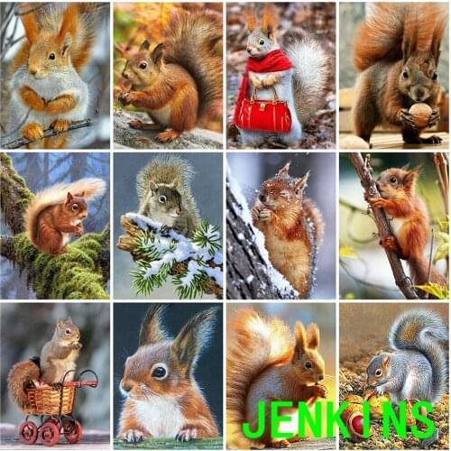 5D Diy Diamond Painting Squirrel Animal Diamond Embroidery Full Square Animals Diamond Mosaic Cross Stitch Kit Home Decor Jenkin