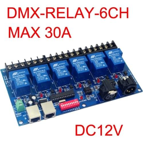 6CH Relay switch dmx512 Controller RJ45 XLR 6 way relay switch(max 30A) DMX512 decoder for led strip light WS-DMX-RELAY-6CH-30A
