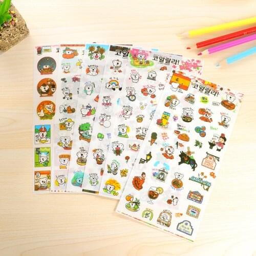 6 PCS Lovely Cartoon Transparent Koala Diary Notebook Stickers Korea Stationery Children Phone Decoration Stickers