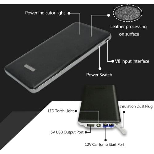 6800mAh 12Volt Ultra Slim Portable Emergency Power Pack 300Amp Peak Current Car Jump Starter