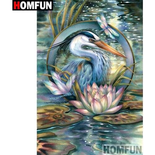 HOMFUN 5D DIY Diamond Painting Full Square/Round Drill "Crane lotus" Embroidery Cross Stitch gift Home Decor Gift A08868