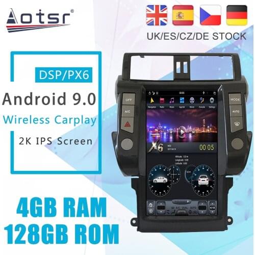 Android 9 128G PX6 Tesla Styel For Toyota Land Cruiser Prado 150 2014 - 2017 Auto Radio Car Multimedia Player DVD GPS Navigation