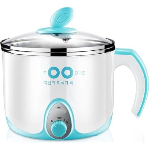 White and Light Blue Electric Cooker Dorms Pots Students Mini Cooking Pot