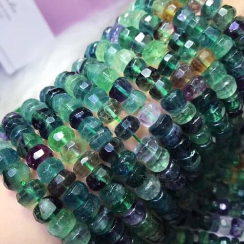 AAA LOOSE BEADS green Fluorite Roundelle faceted 8/9mm wholesale for DIY jewelry necklace 36cm