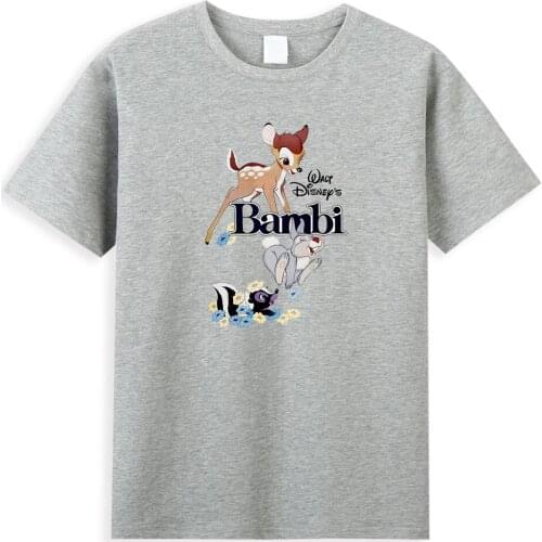 Disney Bambi Mens T Shirt 2021 Summer T Shirt New Arrivals Top Male Cotton Short Sleeve Fashion European Streetwear Oversized