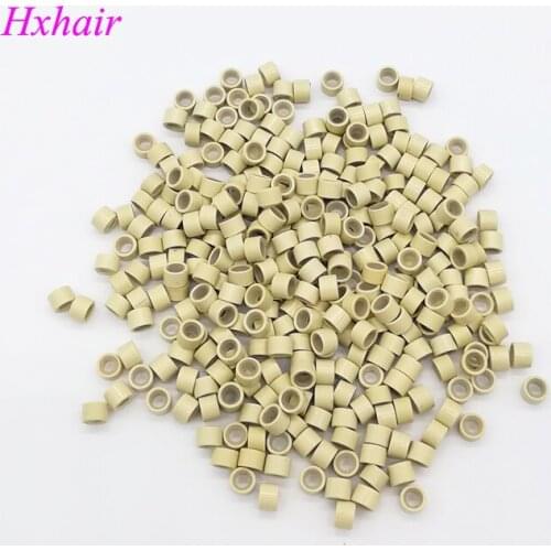 Freeshipping-5000pcs 4.5mm With Silicone Micro Aluminium Rings / Links Beads / Black D-Brown Brown L-Brown D-Blonde Blonde