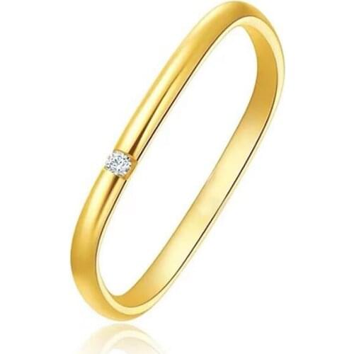 Stainless Stee Gold Minimalism Women Simple Zircon Stone Rings Jewelry Gift For Him Size 6-8