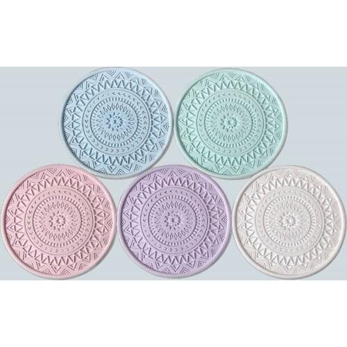 Round Coaster Concrete Silicone Mold Square Hexagon Plaster Tray Pallet Molds Cement Flower Pot Pedestal Base Tray Mold