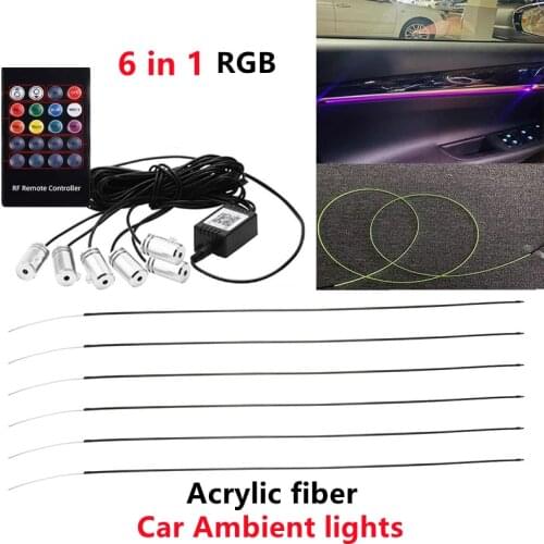 12V 6m Strip RGB LED Car Interior Lights Ambient Lamp Door Seat Cluster Decoration BT/RF Wireless Caravan Automobile Accessories