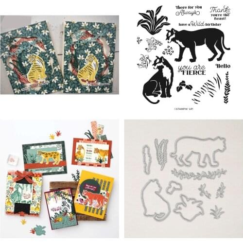 Leopard Wolf Jungle Cutting Dies and Stamps Scrapbook Dariy Decoration Stencil Embossing Template Diy Greeting Card Handmade