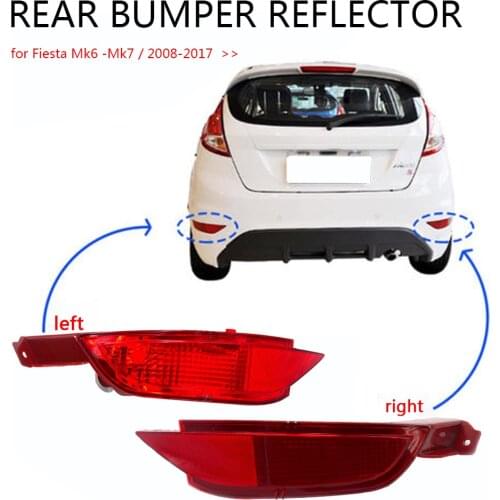 Left Right Rear Bumper Reflector Light Rear Bumper Reflector Light Fog Lamp Assembly for Ford Fiesta Mk6 Mk7 Replacement Parts