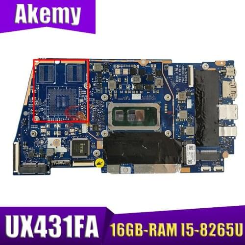 UX431FA/FN Laptop motherboard for ASUS ZenBook-14 UX431FA UX431FN UX431F original mainboard 16GB-RAM I5-8265U GM