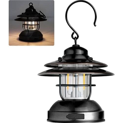 Mini Hanging Camping Lantern USB Outdoor Light Water Resistant Garden Lamp with 2 Lighting Modes for Garden Yard Patio Tree