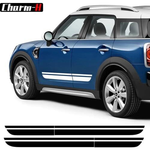 2pcs Car Styling Side Skirt Stripes Decals Sticker Graphics for Mini Cooper Countryman F60 2017-Present (without all4 emblem)