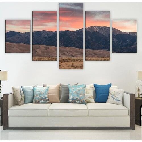 Wall Art Canvas Prints Sunrise at Great Sand Dunes National Park 5 Piece Posters Paintings US Colorado Landscape Home Decor
